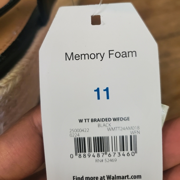 NWT Time & Tru Black Braided Memory Foam Womens Wedge Heel Shoes Size 11 - Picture 5 of 6